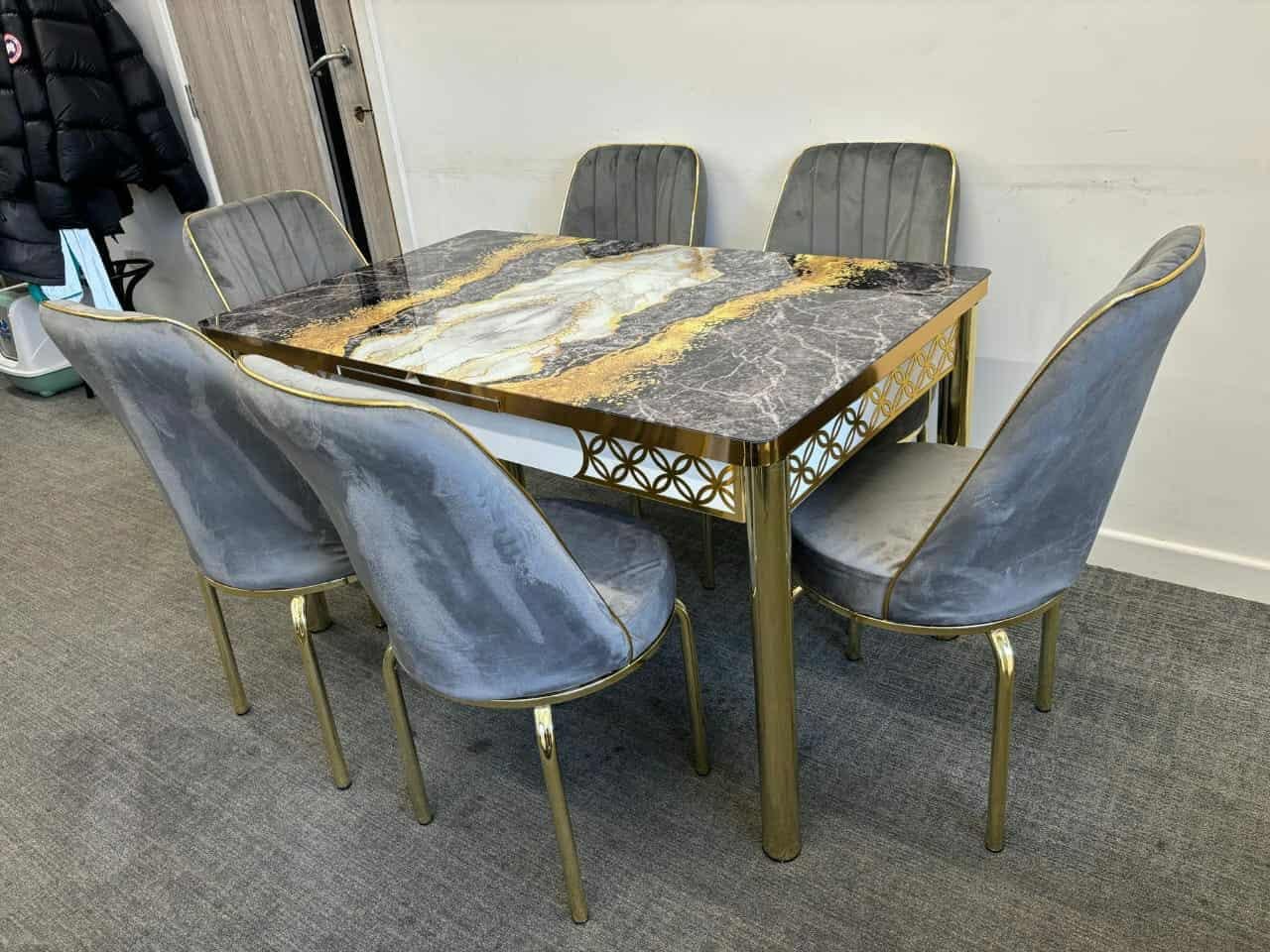 Modern Dining Table with 6 Chairs – Stylish & Durable Dining Set