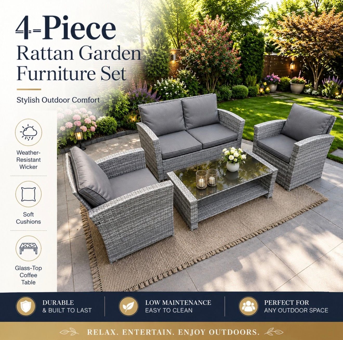 Garden Furniture Only Full Set  UK – Modern Outdoor Patio Dining & Lounge Set
