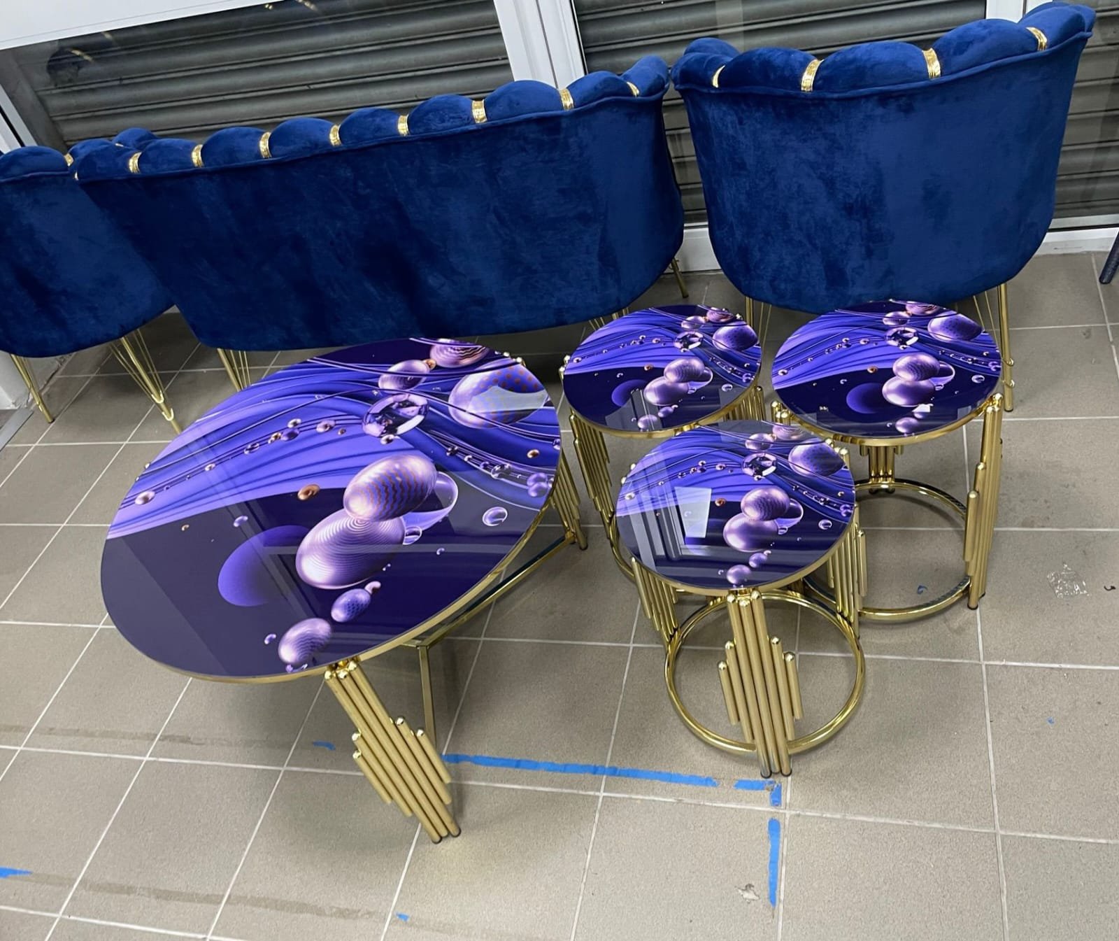Marble New Coffee Table sets | Round high glossy nesting coffee table Free home delivery