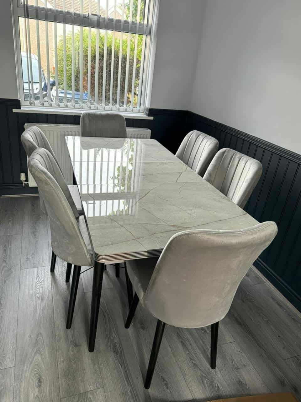 Modern Dining Table with 6 Chairs – Stylish & Durable Dining Set